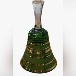 Elegant Green and Gold Bohemian Crystal Dinner Bell